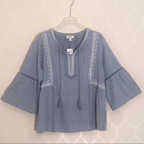 STYLE & CO PLUS SIZE CROCHET TRIM SLEEVE TOP - Picture 4 of 10